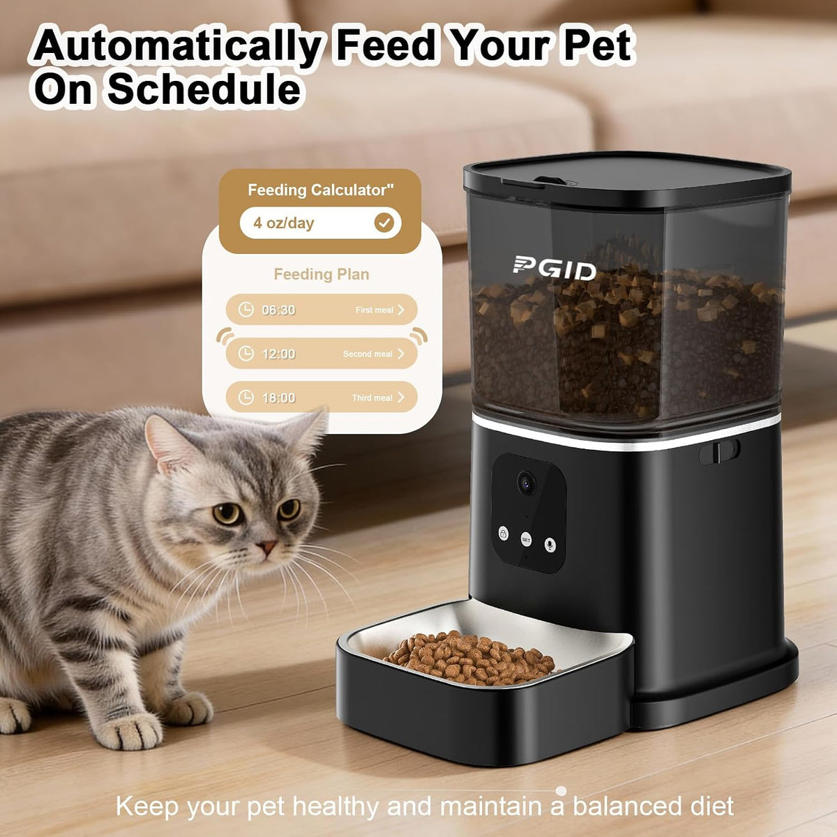 Automatic Cat Feeder,2.4G Automatic Dog Food Dispenser,Auto Dog Feeder with APP Control,5L Timed Auto Cats Food Dispenser W 2-Way Audio for Multiple Pet