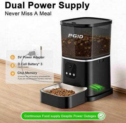 Automatic Cat Feeder,2.4G Automatic Dog Food Dispenser,Auto Dog Feeder with APP Control,5L Timed Auto Cats Food Dispenser W 2-Way Audio for Multiple Pet