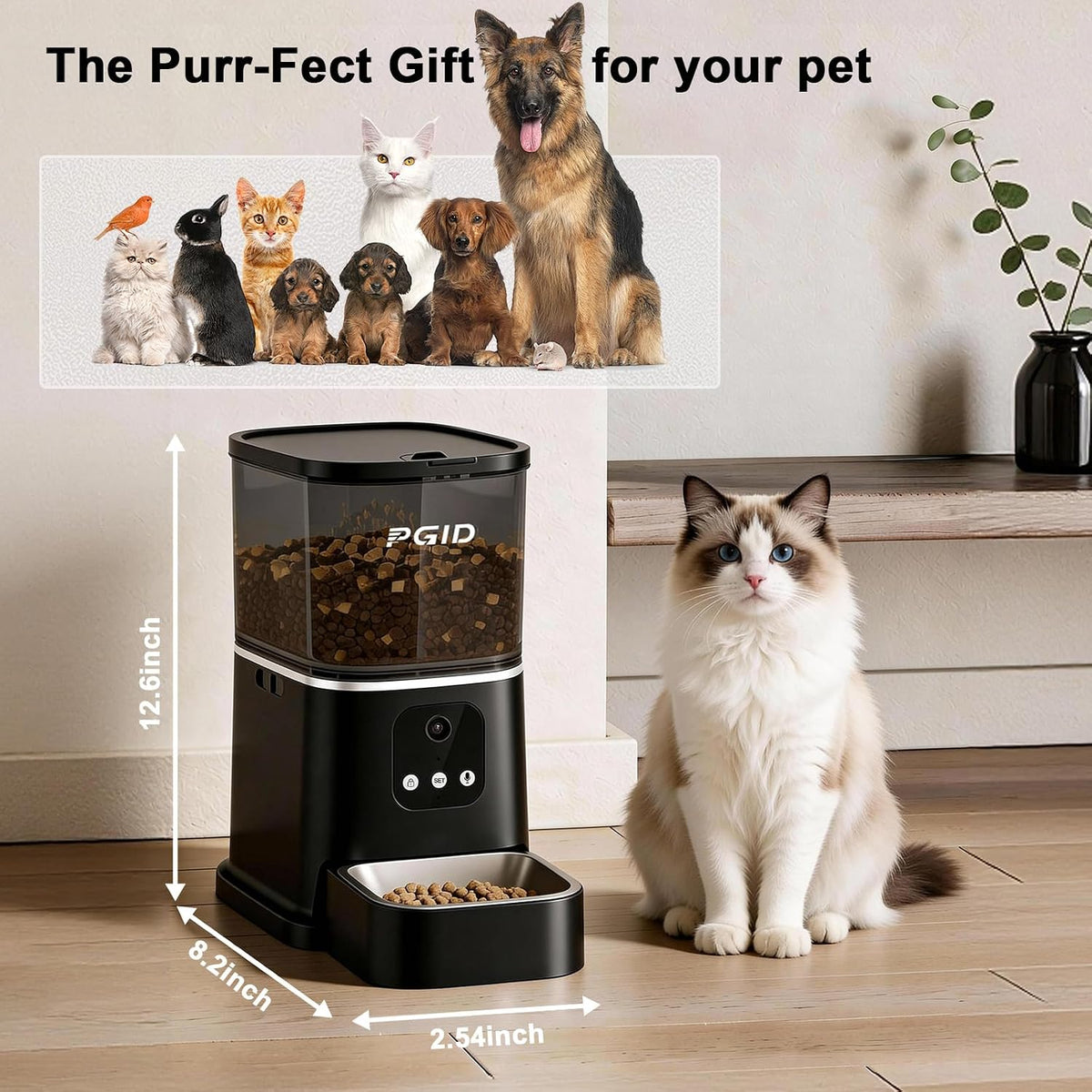 Automatic Cat Feeder,2.4G Automatic Dog Food Dispenser,Auto Dog Feeder with APP Control,5L Timed Auto Cats Food Dispenser W 2-Way Audio for Multiple Pet