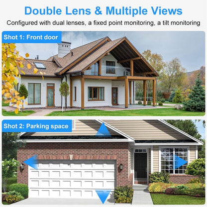 PTZ 2.4G/5G Wifi Outdoor Security Wireless 2X3MP Dual Lens Linkage Human Detect Pan Tilt Digital Zoom Auto Tracking Home Surveillance Camera 2-Way Audio 10M Color Night Vision Cable to Outlet Icsee